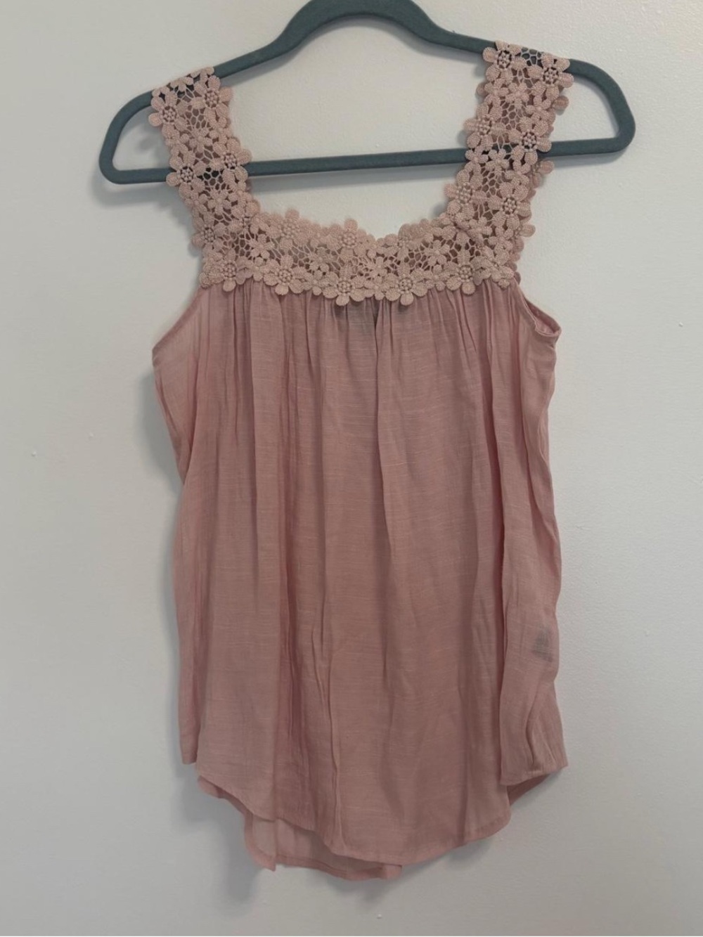 Pink fairy cami tank with crotchet lace straps